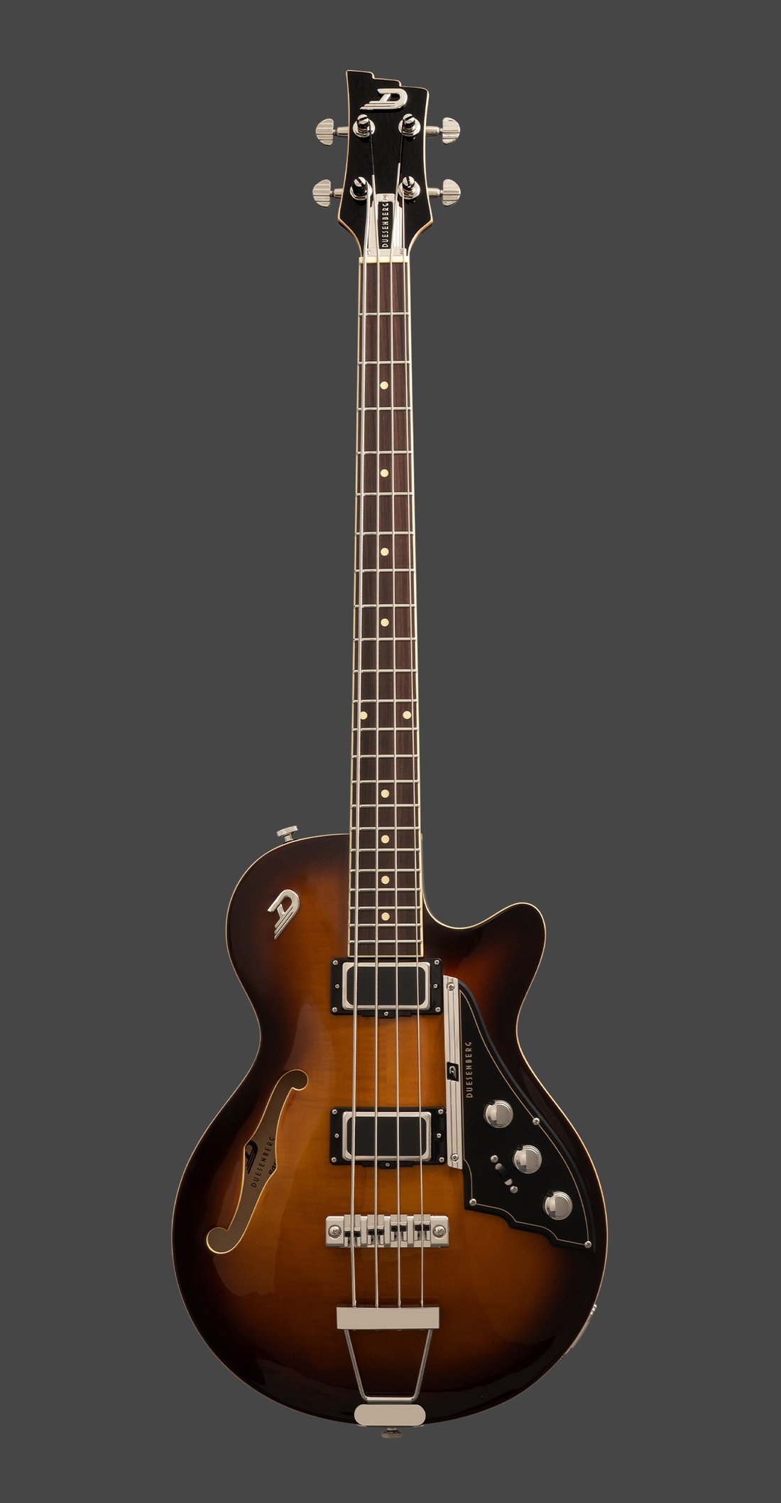 Duesenberg Starplayer Bass 烟草渐变(Tobacco Burst):复古渐变漆面,镍色硬件(2026 新款官方图)